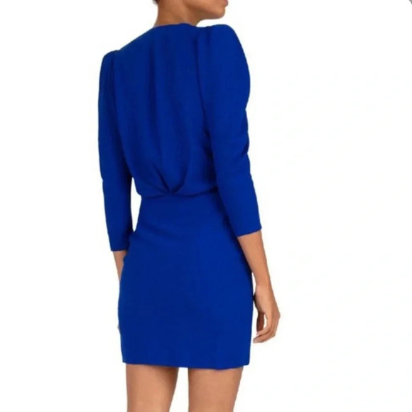 NWT Ba&Sh Melinda Puff Sleeve Ruched Mini Dress Blue Size XS - Picture 3 of 11